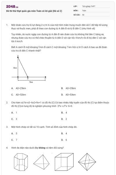 Đề thi thử thpt quốc gia môn Toán có lời giải (Đề số 2)