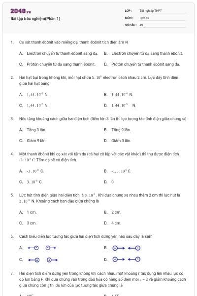 Bài tập trắc nghiệm(Phần 1)