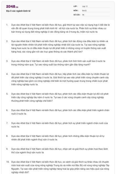 Địa lí các ngành kinh tế