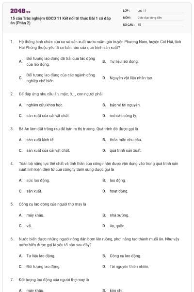 15 câu Trắc nghiệm GDCD 11 Kết nối tri thức Bài 1 có đáp án (Phần 2)