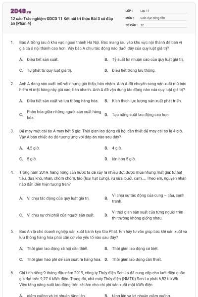 12 câu Trắc nghiệm GDCD 11 Kết nối tri thức Bài 3 có đáp án (Phần 4)