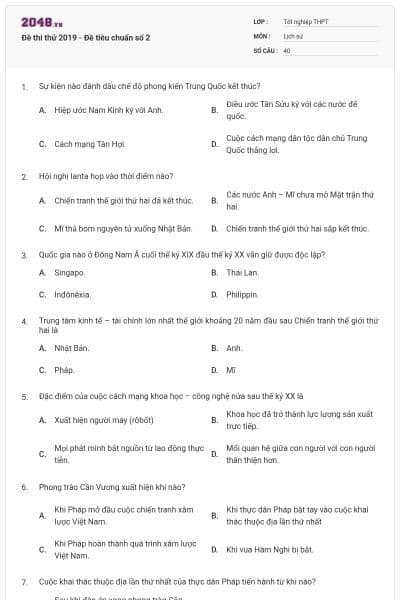 Đề thi thử 2019 - Đề tiêu chuẩn số 2
