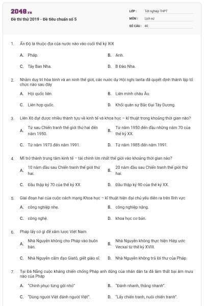 Đề thi thử 2019 - Đề tiêu chuẩn số 5