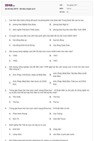 Đề thi thử 2019 - Đề tiêu chuẩn số 6