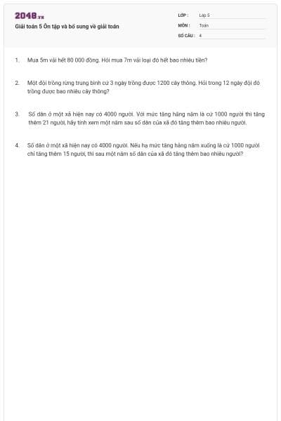 Giải toán 5 Ôn tập và bổ sung về giải toán