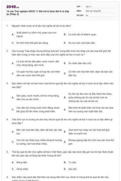16 câu Trắc nghiệm GDCD 11 Kết nối tri thức Bài 8 có đáp án (Phần 3)
