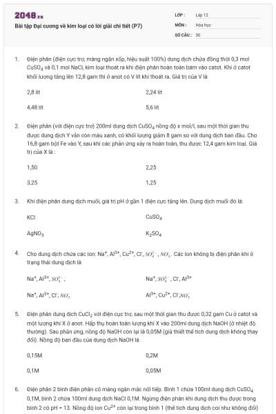Bài tập Đại cương về kim loại có lời giải chi tiết (P7)