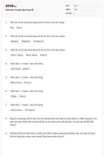 Giải toán 5 Luyện tập trang 30