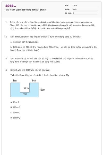 Giải toán 5 Luyện tập chung trang 31 phần 1