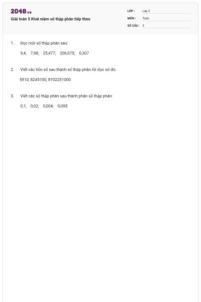 Giải toán 5 Khái niệm số thập phân tiếp theo