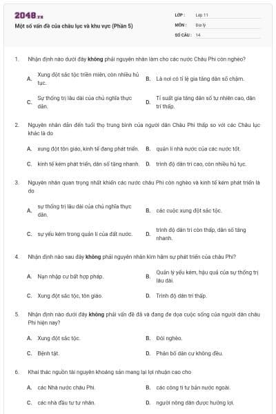 Một số vấn đề của châu lục và khu vực (Phần 5)