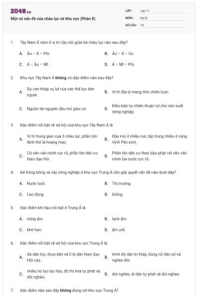 Một số vấn đề của châu lục và khu vực (Phần 8)