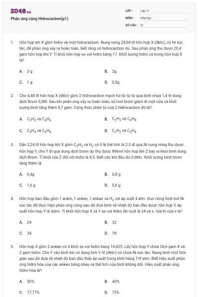 Phản ứng cộng Hidrocacbon(p1)