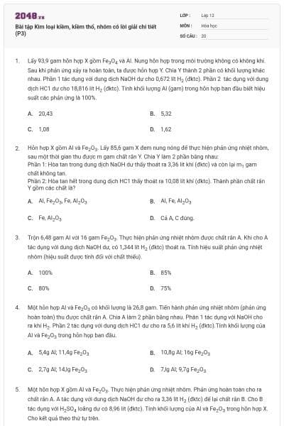 Bài tập Kim loại kiềm, kiềm thổ, nhôm có lời giải chi tiết (P3)