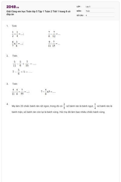 Giải Cùng em học Toán lớp 5 Tập 1 Tuần 2 Tiết 1 trang 8 có đáp án