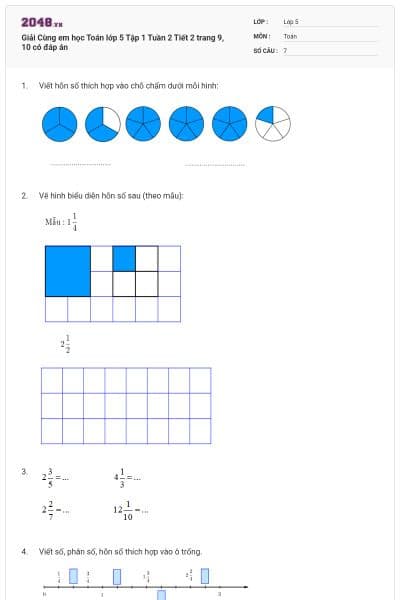 Giải Cùng em học Toán lớp 5 Tập 1 Tuần 2 Tiết 2 trang 9, 10 có đáp án