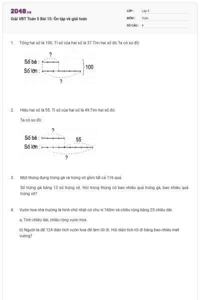 Giải VBT Toán 5 Bài 15: Ôn tập về giải toán