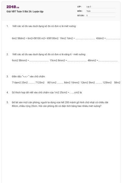 Giải VBT Toán 5 Bài 26: Luyện tập