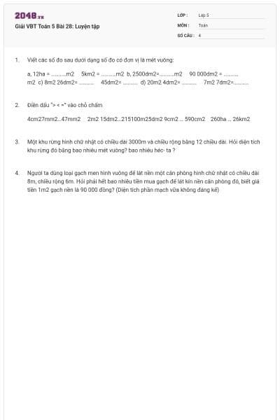 Giải VBT Toán 5 Bài 28: Luyện tập