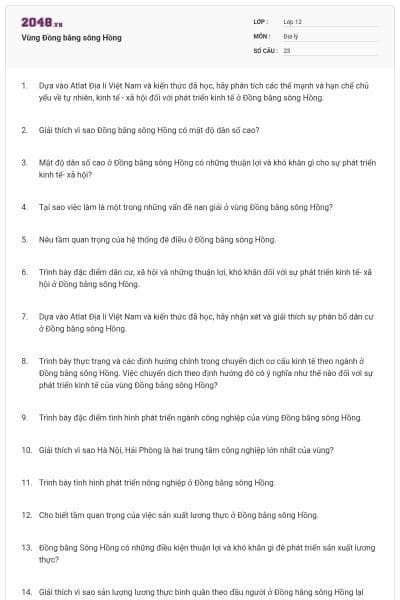 Vùng Đồng bằng sông Hồng