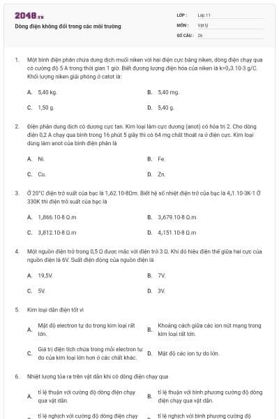 Dòng điện không đổi trong các môi trường