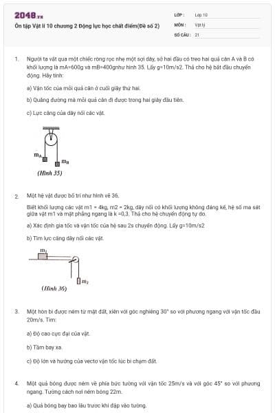 Ôn tập Vật lí 10 chương 2 Động lực học chất điểm(Đề số 2)