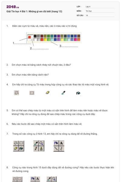 Giải Tin học 4 Bài 1: Những gì em đã biết (trang 13)