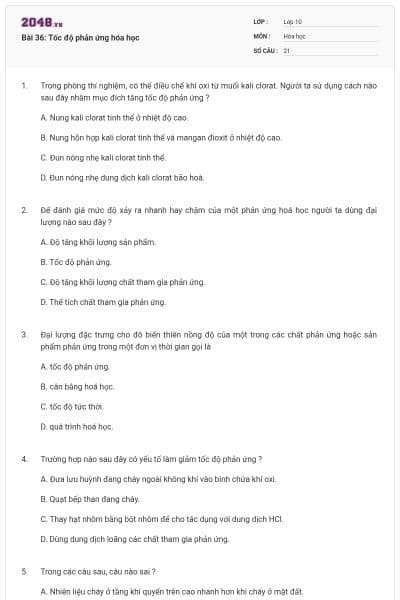 Bài 36: Tốc độ phản ứng hóa học