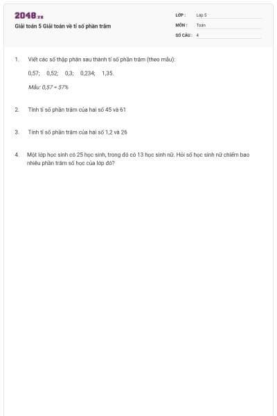 Giải toán 5 Giải toán về tỉ số phần trăm