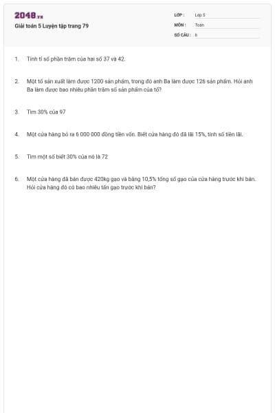 Giải toán 5 Luyện tập trang 79