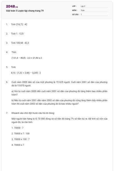 Giải toán 5 Luyện tập chung trang 79