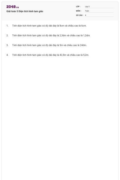 Giải toán 5 Diện tích hình tam giác