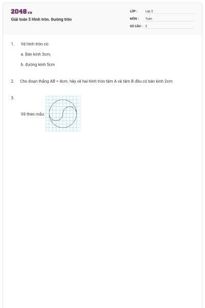 Giải toán 5 Hình tròn. Đường tròn