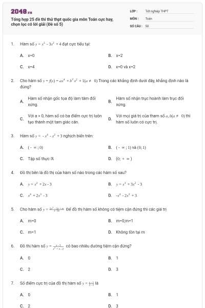 Tổng hợp 25 đề thi thử thpt quốc gia môn Toán cực hay, chọn lọc có lời giải (Đề số 5)