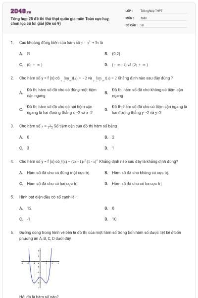 Tổng hợp 25 đề thi thử thpt quốc gia môn Toán cực hay, chọn lọc có lời giải (Đề số 9)