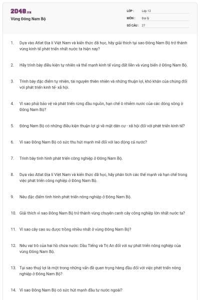 Vùng Đông Nam Bộ