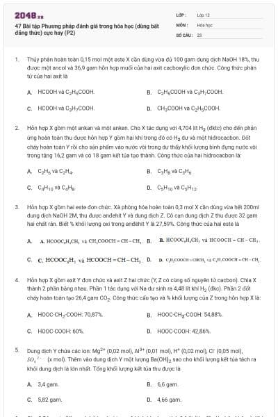 47 Bài tập Phương pháp đánh giá trong hóa học (dùng bất đẳng thức) cực hay (P2)