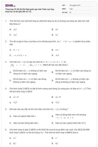 Tổng hợp 25 đề thi thử thpt quốc gia môn Toán cực hay, chọn lọc có lời giải (Đề số 13)