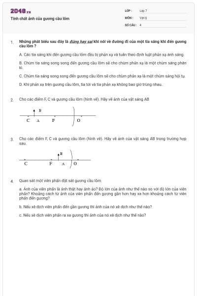 Tính chất ảnh của gương cầu lõm