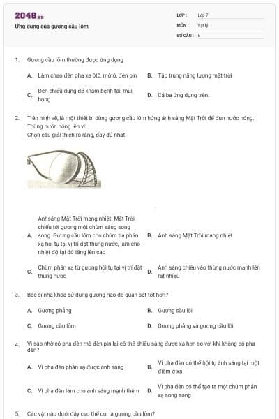 Ứng dụng của gương cầu lõm