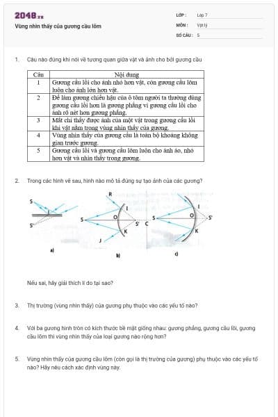 Vùng nhìn thấy của gương cầu lõm