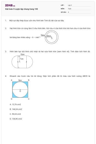 Giải toán 5 Luyện tập chung trang 100