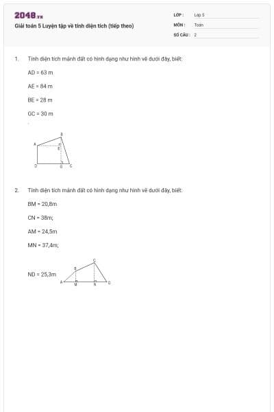 Giải toán 5 Luyện tập về tính diện tích (tiếp theo)