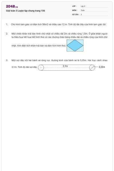 Giải toán 5 Luyện tập chung trang 106