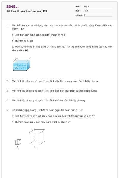 Giải toán 5 Luyện tập chung trang 128