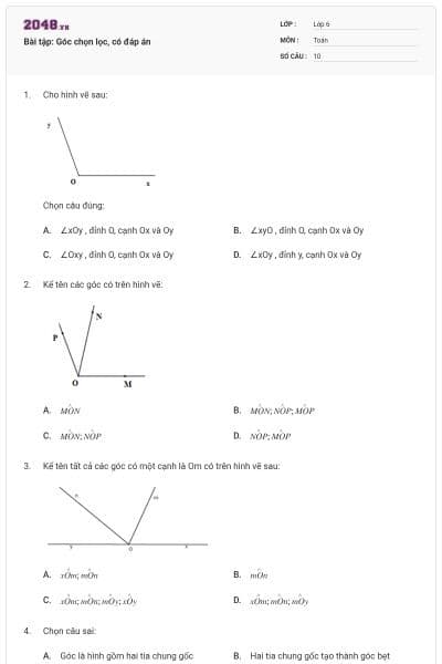 Bài tập: Góc chọn lọc, có đáp án