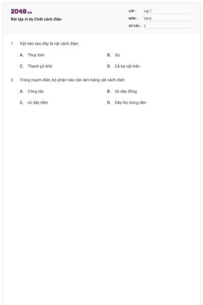 Bài tập ví dụ Chất cách điện