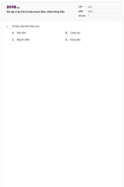 Bài tập ví dụ Các kí hiệu mạch điện, chiều dòng điện