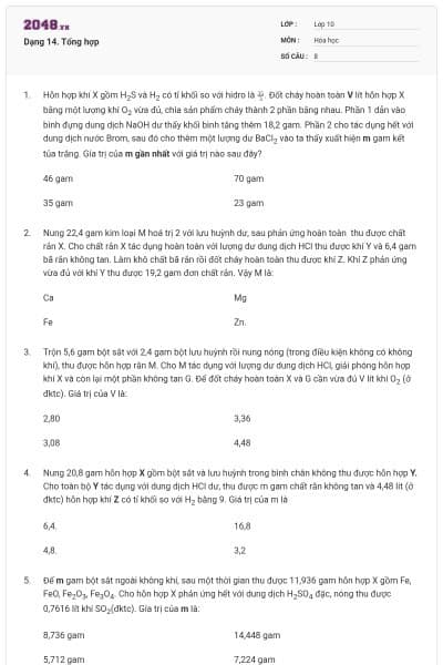 Dạng 14. Tổng hợp