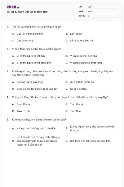 Bài tập tự luyện Quy tắc an toàn điện